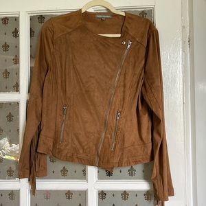 faux leather Fringe jacket size medium